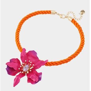 Betsey Johnson Hothouse Bloom Pink Orchid Pendant Necklace New